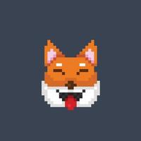 shiba inu testa nel pixel arte stile vettore