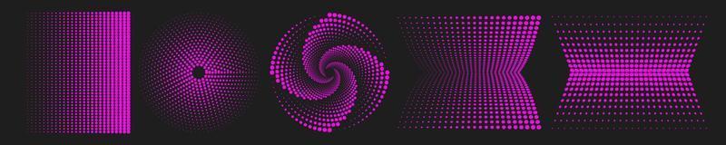 geometrico griglie di luminosa rosa colore su un' buio sfondo. 3d astratto sfondi, modelli, elementi nel di moda psichedelico style.y2k. vettore