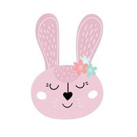 simpatico coniglietto pasquale rosa. coniglio Pasquale. design per pasqua. illustrazione vettoriale di cartone animato piatto