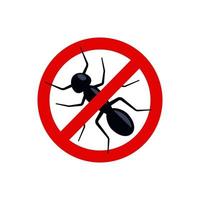 anti formica, peste controllo. fermare insetti cartello. silhouette di formica nel rosso ostile cerchio, vettore illustrazione. no formica insetti cartello. vettore illustrazione.