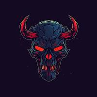 un' logo di un' arrabbiato rosso diavolo testa, progettato nel esports illustrazione stile vettore