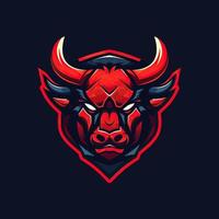 un' logo di un' arrabbiato Toro diavolo testa, progettato nel esports illustrazione stile vettore