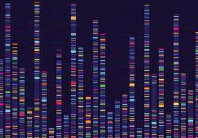 genomico dati visualizzazione. gene Mappatura, dna sequenziamento, genoma codici a barre, genetico marcatore carta geografica analisi Infografica vettore concetto