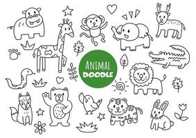 doodle animale kawaii vettore
