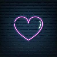 segno al neon del cuore vettore