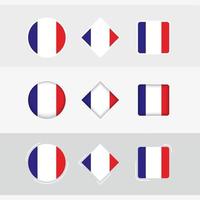 Francia bandiera icone impostare, vettore bandiera di Francia.