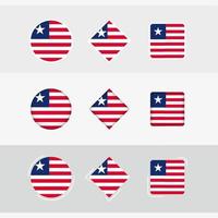 Liberia bandiera icone impostare, vettore bandiera di Liberia.