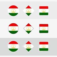 tagikistan bandiera icone impostare, vettore bandiera di tagikistan.