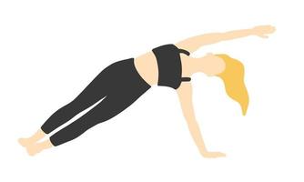 flessibilità yoga pose collezione. europeo femmina, signora, donna, ragazza. lungo bionda capelli. nero tuta. pilates, addestramento. vettore illustrazione nel cartone animato piatto stile isolato su bianca sfondo.