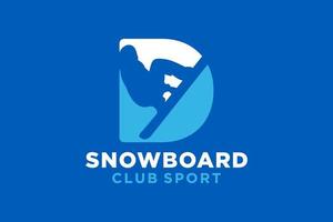 vettore iniziali lettera d con Snowboard creativo geometrico moderno logo design.