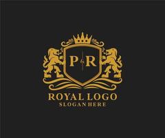 iniziale pr lettera Leone reale lusso logo modello nel vettore arte per ristorante, regalità, boutique, bar, Hotel, araldico, gioielleria, moda e altro vettore illustrazione.