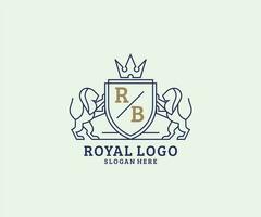 iniziale rb lettera Leone reale lusso logo modello nel vettore arte per ristorante, regalità, boutique, bar, Hotel, araldico, gioielleria, moda e altro vettore illustrazione.