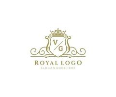 iniziale vg lettera lussuoso marca logo modello, per ristorante, regalità, boutique, bar, Hotel, araldico, gioielleria, moda e altro vettore illustrazione.