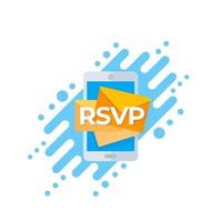 Icona RSVP con posta mobile, vettore