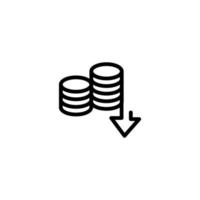 moneta con frecce grafico finanza cartello simbolo, linea icona vettore