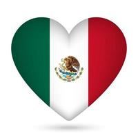 Messico bandiera nel cuore forma. vettore illustrazione.