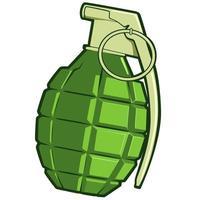 verde mano granata cartone animato illustrazione vettore