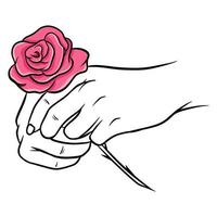 rose disegnate a mano. bel fiore. stile cartone animato. illustrazione vettoriale. vettore