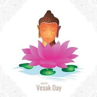 Budda su loto fiore saluto carta su contento Vesak giorno sfondo vettore