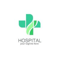 Salute logo design per Ospedale, clinica, farmacia, o Salute prodotti e attività commerciale aziende, con verde pendenza attraversare forma vettore