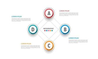 Infografica diamante 4 passaggi o opzioni. vettore illustrazione.