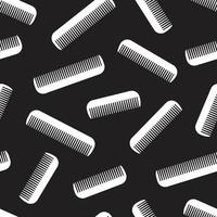 Pettine capelli barbiere seamless pattern vettore nero