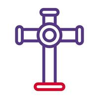 salib icona duocolor rosso viola colore Pasqua simbolo illustrazione. vettore