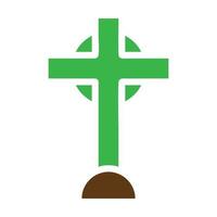 salib icona solido verde Marrone colore Pasqua simbolo illustrazione. vettore