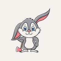 illustrazione di progettazione di vettore della mascotte del personaggio dei cartoni animati del coniglio sveglio