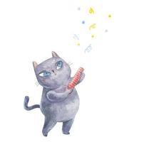carino infantile mano dipinto illustrazione con patriottico motivi, carino cartone animato gatti vettore