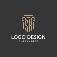 sk logo monogramma con pilastro stile design vettore