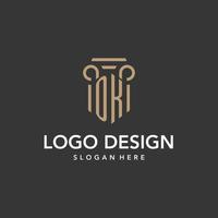 ok logo monogramma con pilastro stile design vettore
