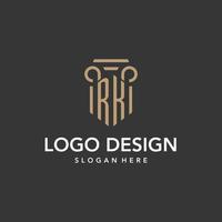 rk logo monogramma con pilastro stile design vettore