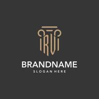 rv logo monogramma con pilastro stile design vettore