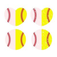 bellissimo set di palline da baseball rosse vettore