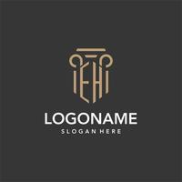 eh logo monogramma con pilastro stile design vettore