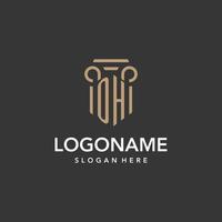 Oh logo monogramma con pilastro stile design vettore