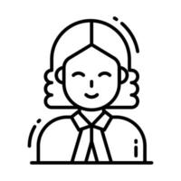 un icona di signora giudice, professionale lavoratore avatar vettore