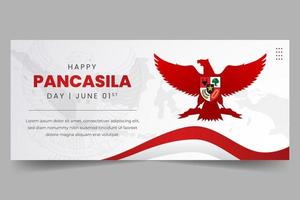 indonesiano Pancasila giorno giugno 01° orizzontale bandiera su bianca sfondo design vettore
