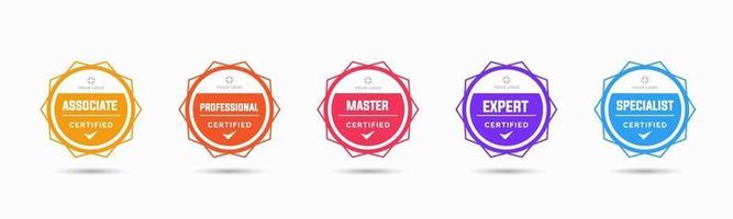 set di certificati badge di formazione aziendale da determinare in base a criteri. illustrazione vettoriale certificato logo design geometrico.