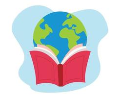 illustrazione di libro e globo. mondo libro giorno. libro illustrazione per bambini. libro copertina vettore