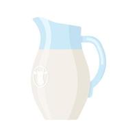 icona di stile piano della brocca di latte isolato su priorità bassa bianca vettore