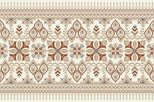 geometrico floreale attraversare punto ricamo su bianca sfondo.etnico orientale modello tradizionale.azteco stile astratto vettore illustrazione.disegno per trama, tessuto, abbigliamento, avvolgimento, decorazione, sciarpa.