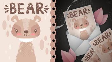 illustrazione di orso animale personaggio dei cartoni animati infantili vettore
