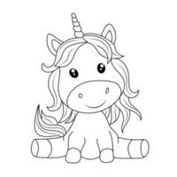 linea arte unicorno bambini colorazione libro pagina vettore