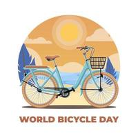 mondo bicicletta giorno vettore mano disegnato piatto illustrazione
