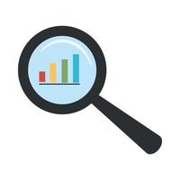 lente d'ingrandimento con grafico. rapporto grafico o i saldi crescita cartello nel ingrandimento bicchiere vettore