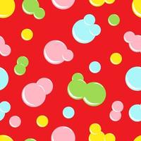 vettore illustrazione senza soluzione di continuità modello colorato immaginato sapone bolle su rosso sfondo