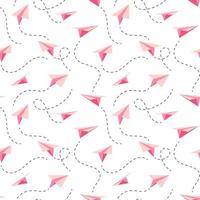 Vector cartoon seamless pattern con aerei di carta origami su sfondo bianco per il web, stampa, trama di stoffa o carta da parati