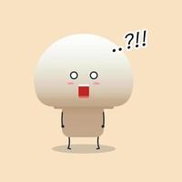 carino cartone animato fungo personaggio emoji e espressione con posa vettore